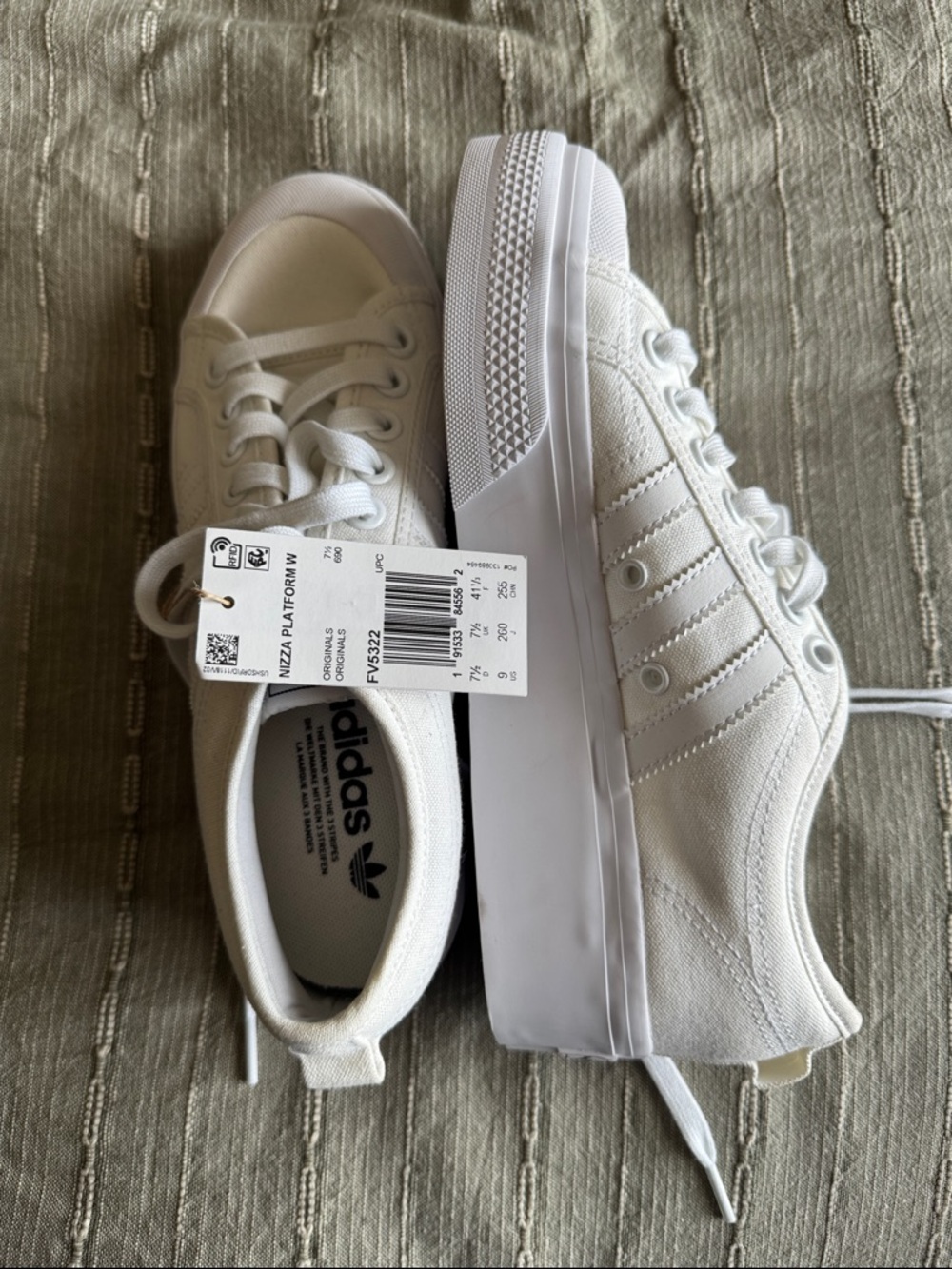 adidas White Platform Canvas Sneakers
